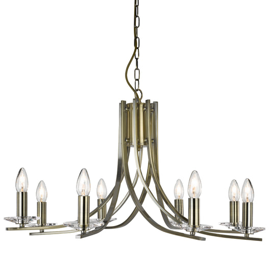 Searchlight 4168-8AB Ascona - 8Lt Ceiling, Antique Brass Twist Frame With Clear Glass Sconces - 31162