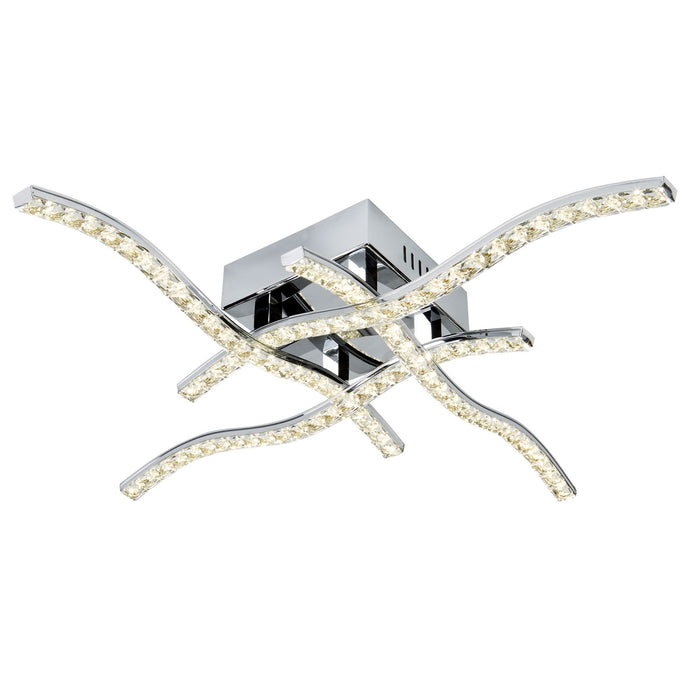 Searchlight 4204-4CC Anson 4 Arm LED Ceiling Flush, Chrome, Clear Crystal Trim - 31164