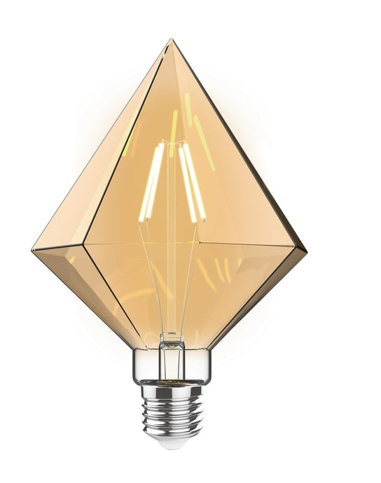 Luxram 4600292 Classic Style LED Tri-Diamond E27 Dimmable 220-240V 4W 2100K, 200lm, Amber Finish, 3yrs Warranty