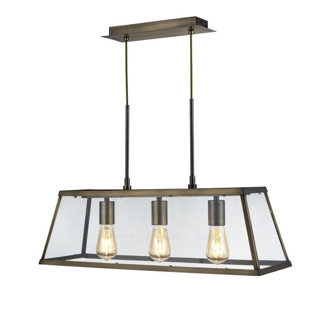 Searchlight 4613-3AB Voyager 3Lt Lantern Bar, Antique Brass, Glass - 31196