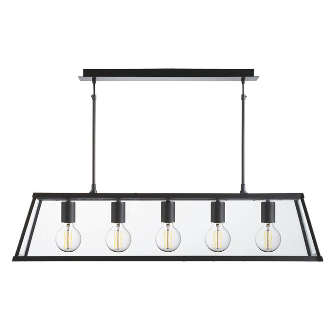 Searchlight 4614-5BK Voyager 5Lt Lantern Bar, Matt Black, Glass - 26945