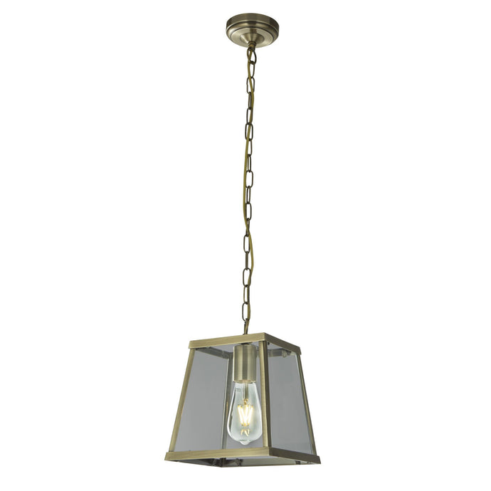 Searchlight 4614AB Voyager 1Lt Lantern Tapered Antique Brass With Clear Glass - 24695