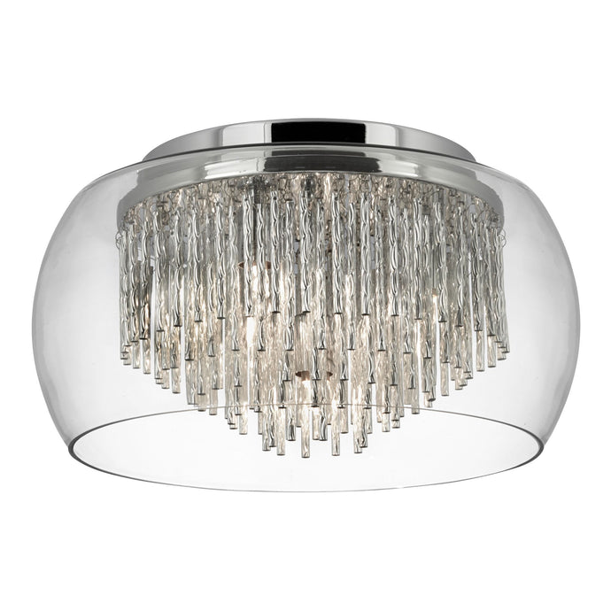 Searchlight 4624-4CC Curva Clear Glass Shade 4Lt Flush/Aluminium Spiral Tubes - 31198