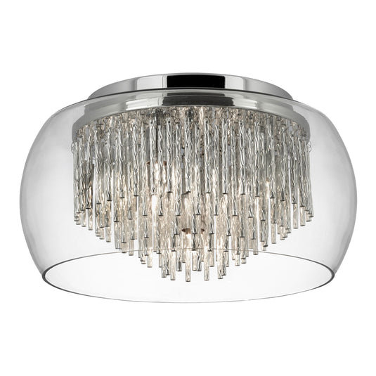 Searchlight 4624-4CC Curva Clear Glass Shade 4Lt Flush/Aluminium Spiral Tubes - 31198