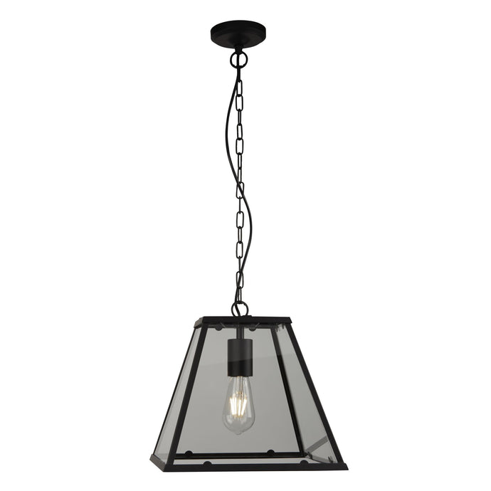 Searchlight 4661BK Lantern - 1Lt Pendant With Matt Black Frame - 31202
