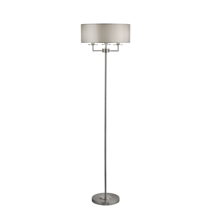 Searchlight 4789SS Knightsbridge 3Lt Satin Silver Floor Lamp With Silver Faux Silk Shade - 25618