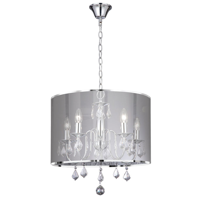 Searchlight 4805-5CC Venetian - 5Lt Ceiling, Chrome, Clear Crystal Glass, Silver Shade - 14830