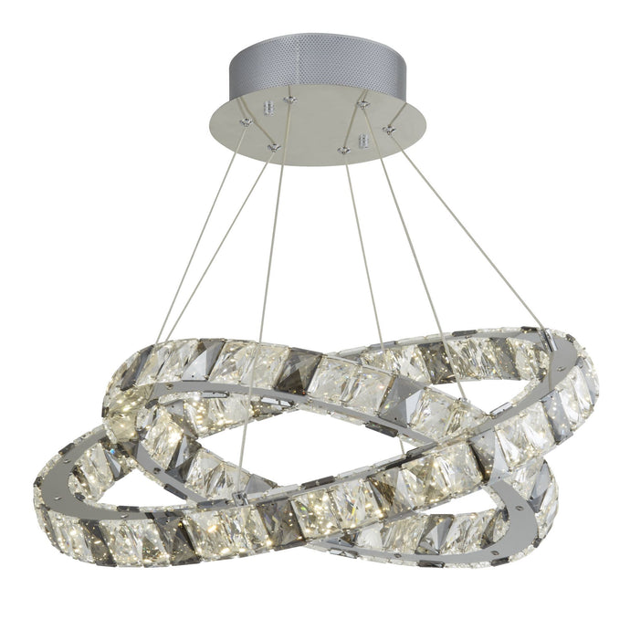Searchlight 4812-2CC Optica 2 Ring LED Pendant, Clear & Smokey Crystal - 31212