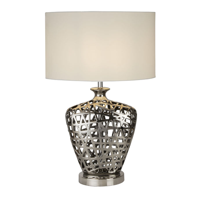 Searchlight 4852CC Network Large Table Lamp - Chrome Cut Out Base With White Oval Shade - 31213