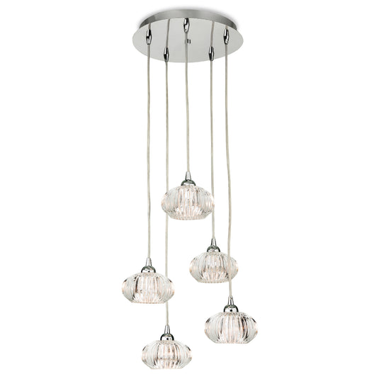 Firstlight 4859CH Lisbon 5 Light Polished Chrome Pendant Ceiling Light