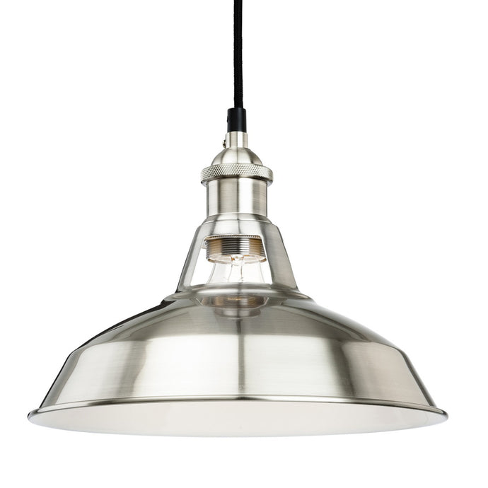 Firstlight 4867BS Albany 1 Light Brushed Steel Pendant Ceiling Light