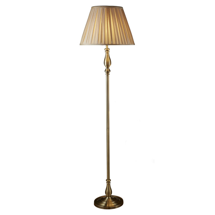 Searchlight 5029AB Flemish Floor Lamp, Antique Brass, Mink Pleated Shade - 20093