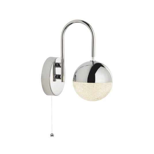 Searchlight 5081CC Marbles 1Lt Wall Light With Pull Switch - Chrome With Crystal Sand - 25451