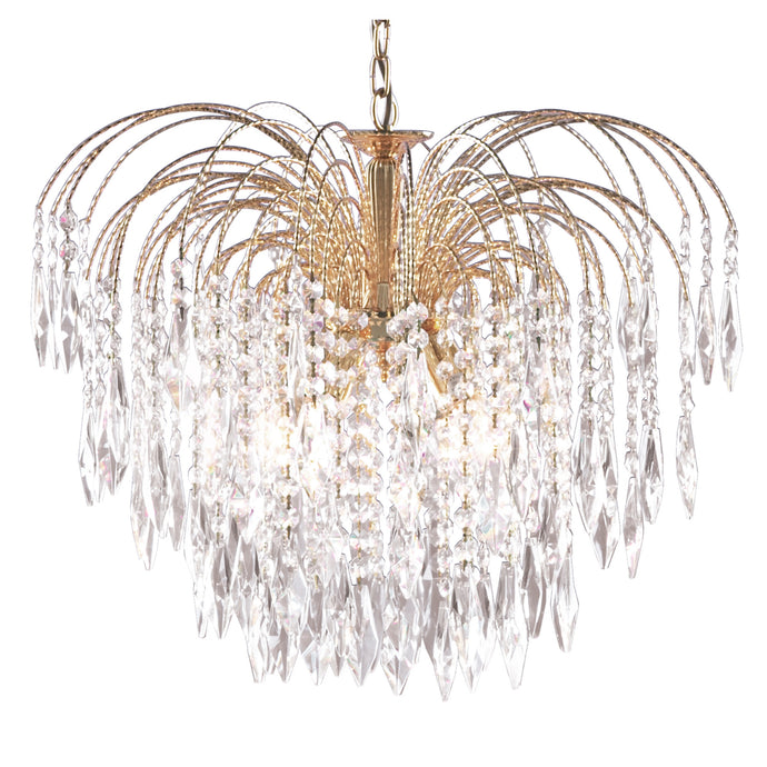 Searchlight 5175-5 Waterfall - 5Lt Ceiling, Gold, Clear Crystal - 22153