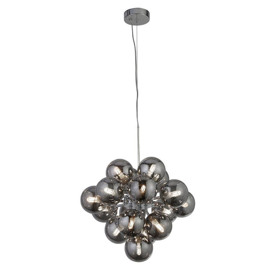 Searchlight 52131-17SM Berry 17Lt Pendant, Chrome With Smoked Glass - 31245