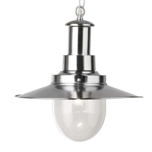 Searchlight 5301SS Fisherman Ii  Pendant - 1Lt Large Pendant, Satin Silver With Seeded Glass - 17465
