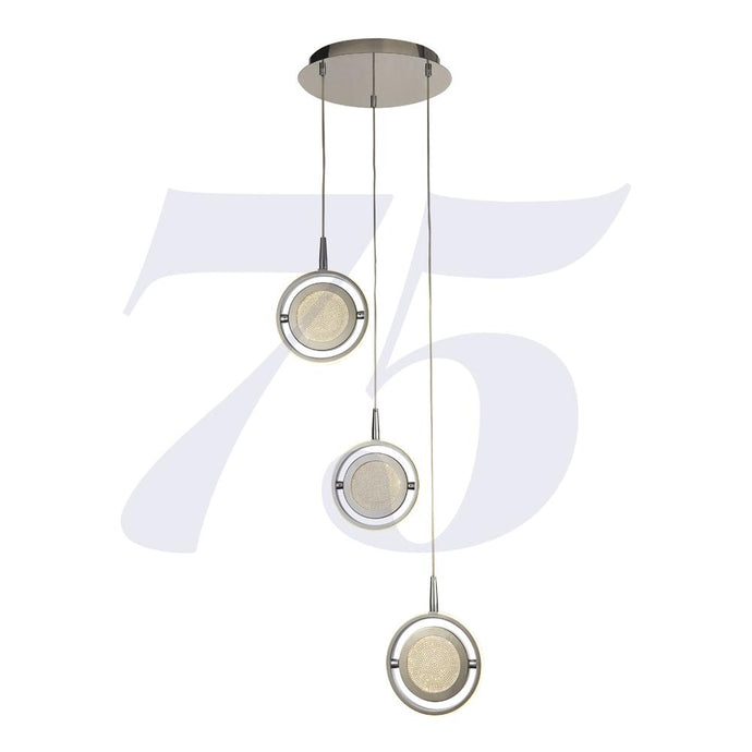 Searchlight 5303-3CC GYroscope 3Lt Multi Drop LED Ring Pendant - Chrome With Crystal Sand - 31251