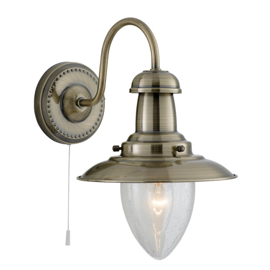 Searchlight 5331-1AB Fisherman Antique Brass Wall Light With Seeded Glass - 1661