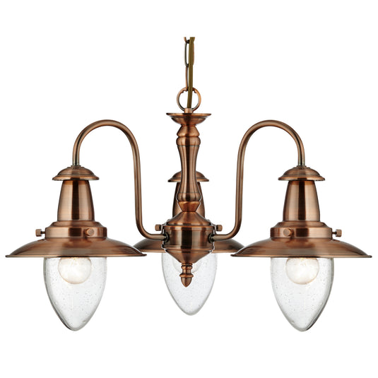 Searchlight 5333-3CU Fisherman - 3Lt Ceiling, Copper With Seeded Glass Shades - 31253