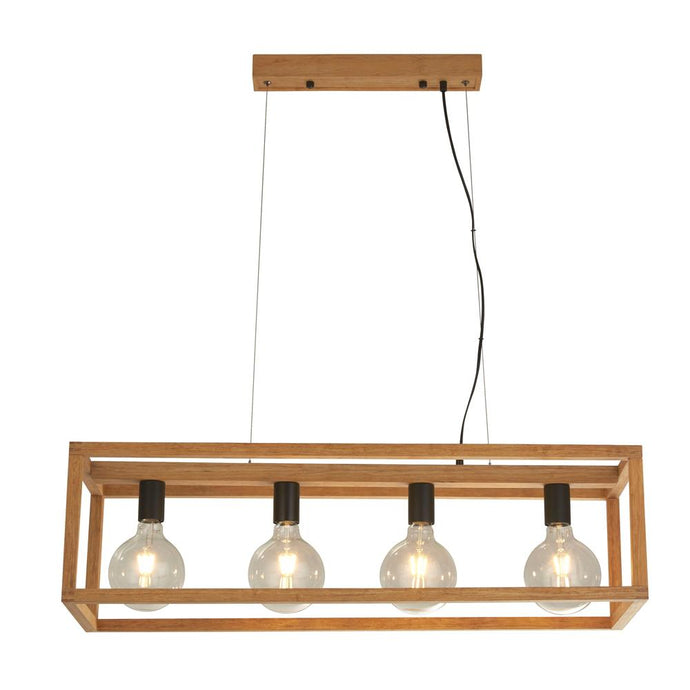 Searchlight 54741-4NA Square Woven Bamboo Wood 4Lt Pendant - 31262