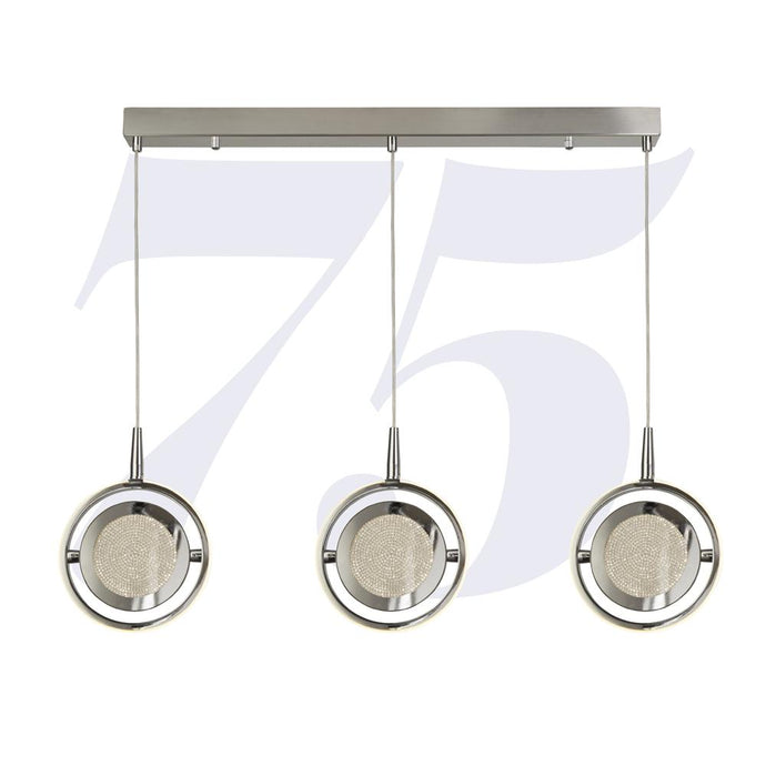 Searchlight 5503-3CC GYroscope 3Lt LED Ring Bar Pendant - Chrome With Crystal Sand - 31267