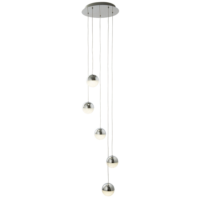 Searchlight 5845-5CC Marbles 5Lt LED Globe Multi-Drop, Crushed Ice Effect Shade, Chrome - 23368