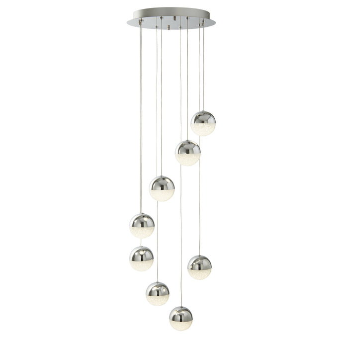 Searchlight 5848-8CC Marbles 8Lt LED Globe Mulit-Drop, Crushed Ice Effect Shade, Chrome - 31298