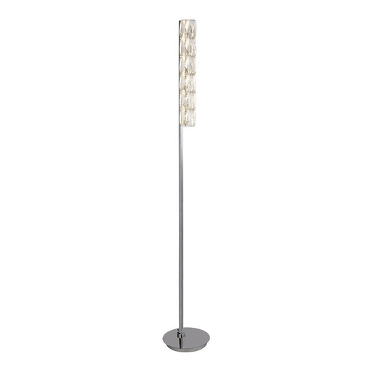 Searchlight 5863CC Remy LED Floor Light, Hexagonal Tube Bar, Chrome, Clear Crystal Trim - 31302