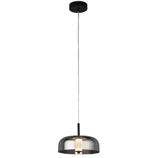 Searchlight 59803-1Sm Frisbee 1Lt LED Pendant, Matt Black With Smoked Glass - 31314