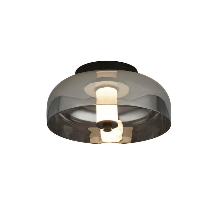 Searchlight 59804-1SM Frisbee 1Lt LED Flush, Matt Black With Smoked Glass - 31315