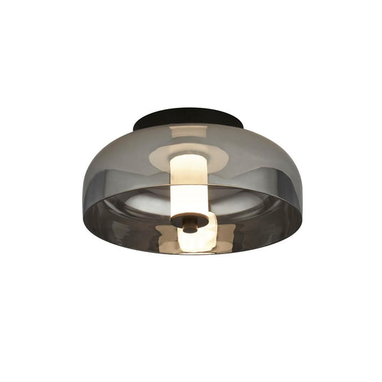 Searchlight 59804-1SM Frisbee 1Lt LED Flush, Matt Black With Smoked Glass - 31315