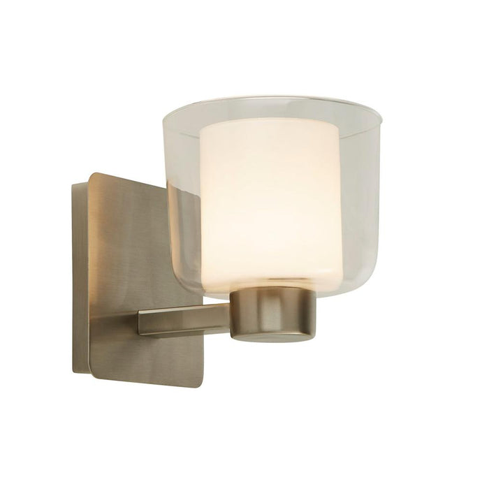 Searchlight 6051SN Bolivia Bathroom 1Lt Satin Nickel Wall Light With Clear Glass And White Inner IP44 - 31321
