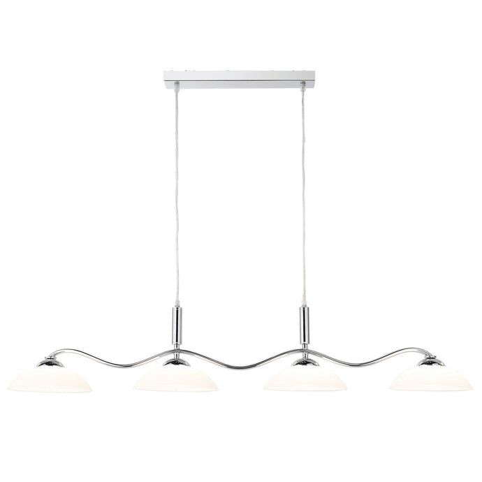 Searchlight 6184-4CC Alexis LED Bar Lights  - Pendant 4Lt Chrome Bar/Matt Opal White Glass Shades - 24792
