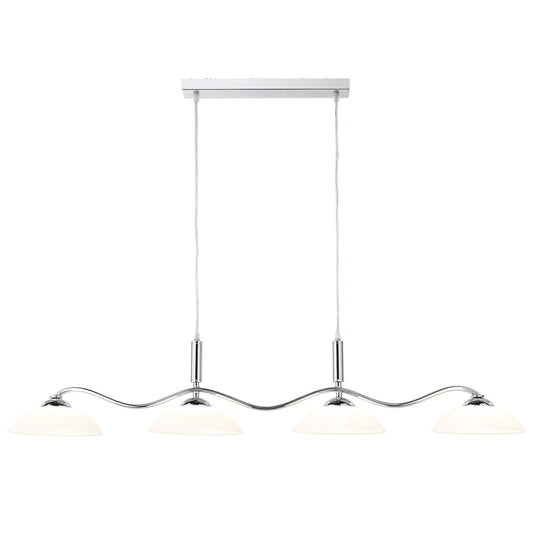 Searchlight 6184-4CC Alexis LED Bar Lights  - Pendant 4Lt Chrome Bar/Matt Opal White Glass Shades - 24792