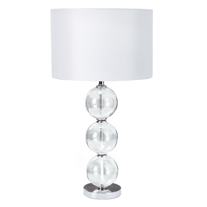 Searchlight 6194CC-1 Bliss Table Lamp (Single) - Clear Glass Ball Stacked Base, White Shade - 31326