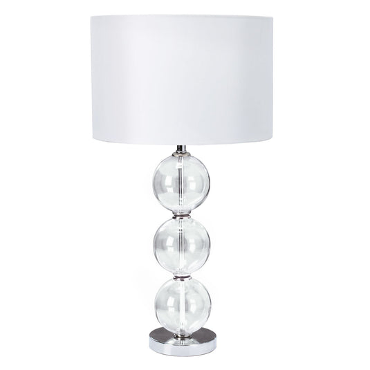 Searchlight 6194CC-1 Bliss Table Lamp (Single) - Clear Glass Ball Stacked Base, White Shade - 31326