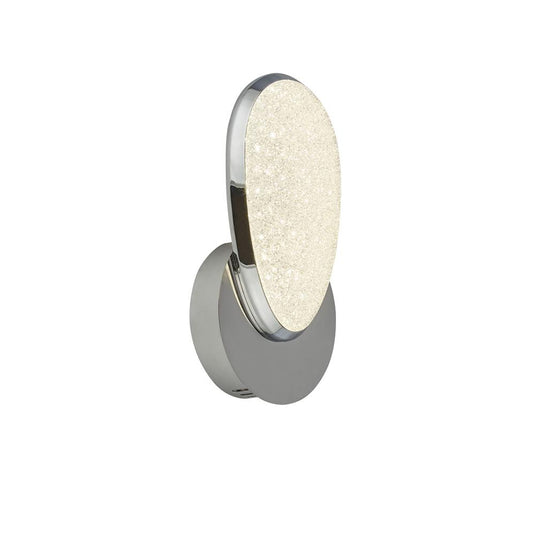 Searchlight 6210CC Lori 1Lt LED Wall Light, Crushed Ice Effect Shade, Chrome - 26477