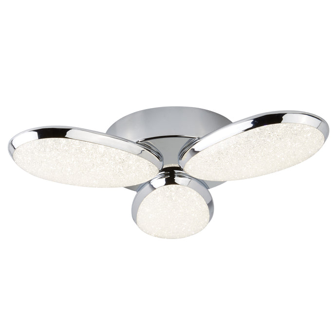 Searchlight 6213-3CC Lori 3Lt LED Ceiling Flush, Crushed Ice Effect Shade, Chrome - 23129
