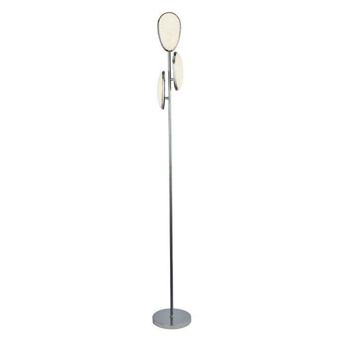 Searchlight 6219CC Lori 3Lt LED Floor Lamp, Crushed Ice Effect Shade, Chrome - 26476