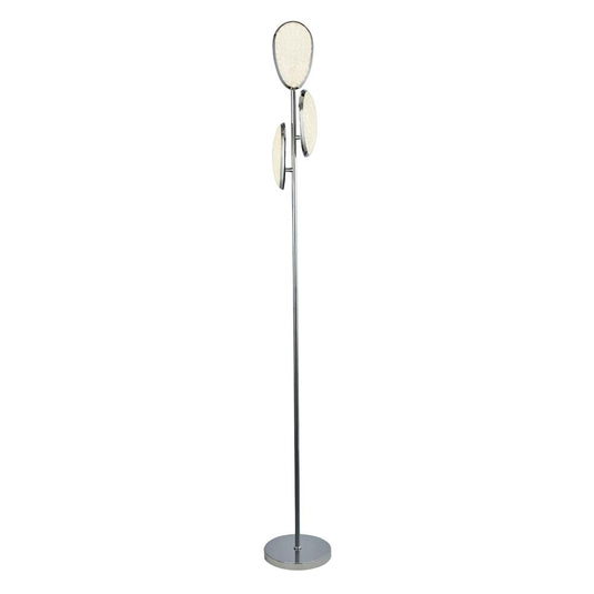 Searchlight 6219CC Lori 3Lt LED Floor Lamp, Crushed Ice Effect Shade, Chrome - 26476