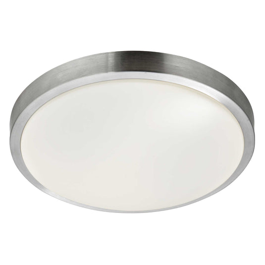 Searchlight 6245-33-LED Zurich LED Flush Bathroom  - IP44 1Lt Aluminium Trim With Acrylic White Shade, Dia 33Cm - 22162