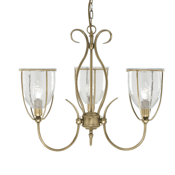 Searchlight 6353-3AB Silhouette 3Lt Ant/Brass Ftg Cw Glass - 27108