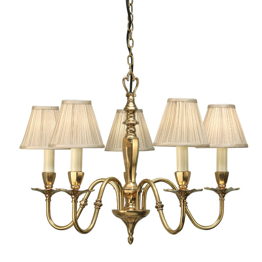 Interiors 1900 63794 Asquith 5 Light Solid Brass Pendant & Beige Shades