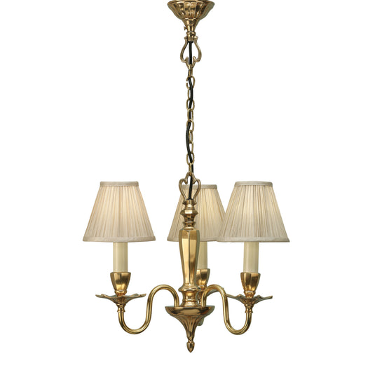 Interiors 1900 63795 Asquith 3 Light Solid Brass Pendant & Beige Shades