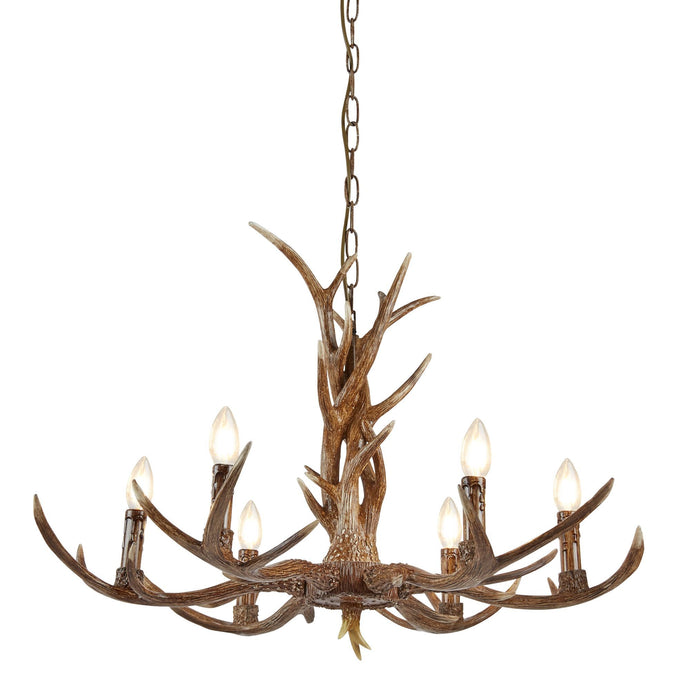 Searchlight 6416-6BR Stag 6Lt Antler Pendant, Brown - 31355