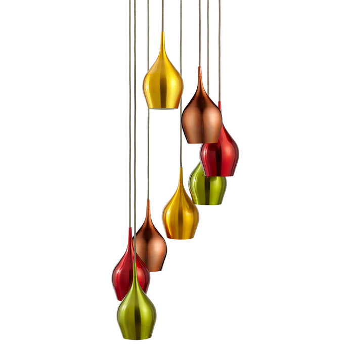 Searchlight 6468-8 Vibrant 8Lt Multi-Drop Coloured (Red, Green, Gold, Copper) Shades - 18071