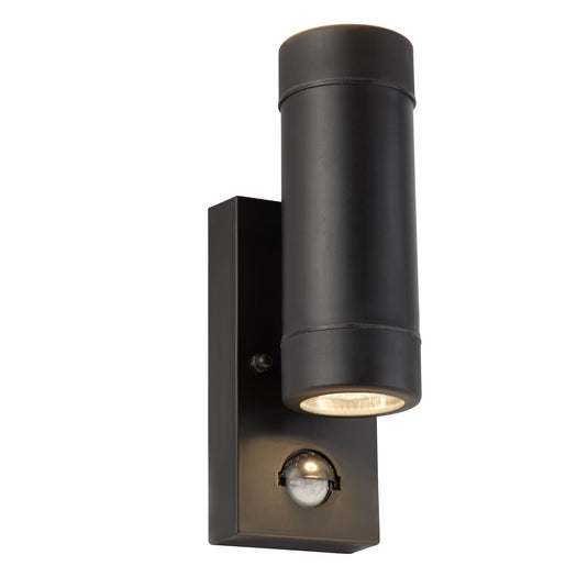 Searchlight 6492-2BK LED Outdoor Pir 2Lt Cylinder  Pp Wall Bracket, Black - 31360