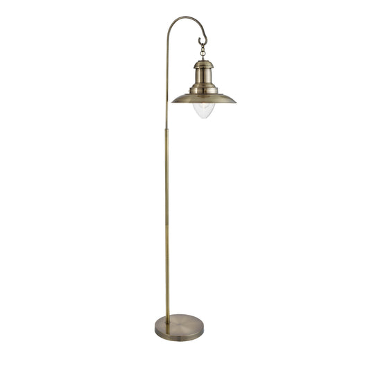Searchlight 6502AB Fisherman Floor Lamp, Antique Brass, Clear Glass Shade - 20501