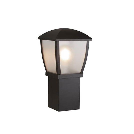 Searchlight 6591-450 Seattle Outdoor Post (450mm Height) - Black With Clear Frosted Panels - 31376