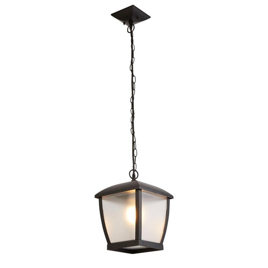 Searchlight 6592BK Seattle Outdoor Pendant - Black With Clear Frosted Acrylic Panels - 26494